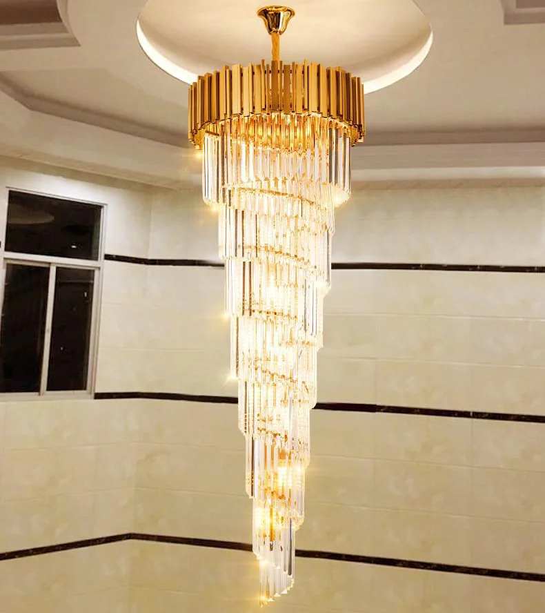 High-quality Crystal Luxurious Atmosphere Villa Duplex Living Room Stair Light Hotel Lobby Crystal Chandelier