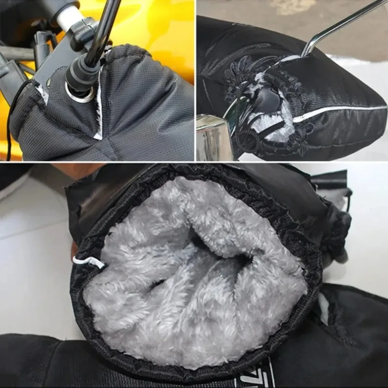 Winter Handlebar Muffs Thick Warm Rainproof Hand Covers Easy‑Install for Motorcycle Electric Scooter Riding Accessories