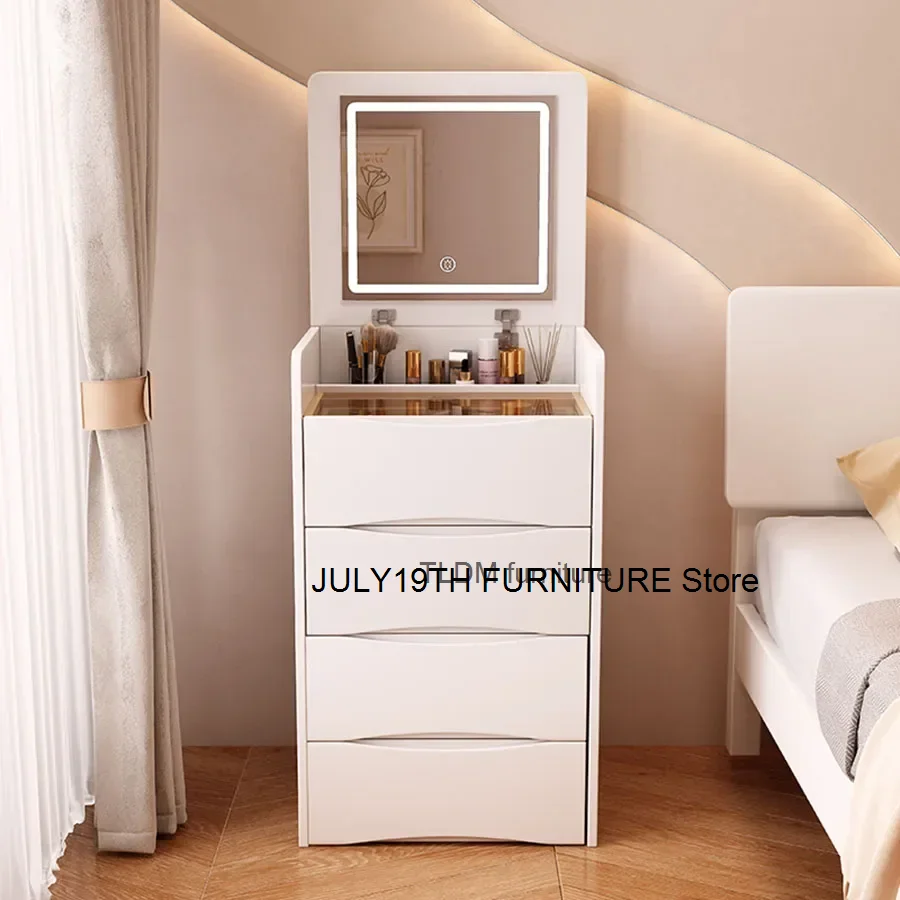 Flip Top Vanity Table Lighting Dividers Design Drawers Gray Color Small Tall Bedside Dressers Affordable Komody Room Furniture