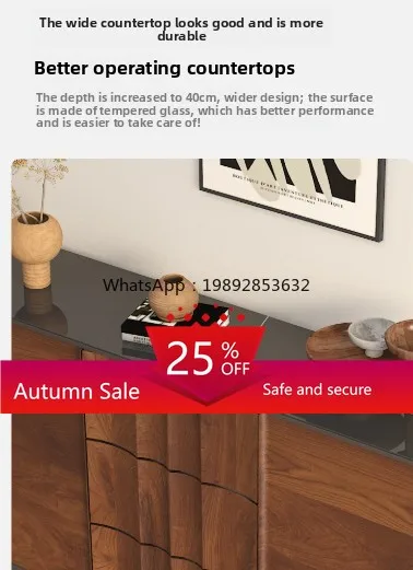 

zz solid wood black walnut side cabinet light luxury high-end living room integrated with wall medieval