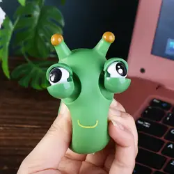 Grass Worm Pinch Squeeze Toy Green Eye Popping Worm Fidget Toy Stress Reliever Anti-stress Kids Party Gift