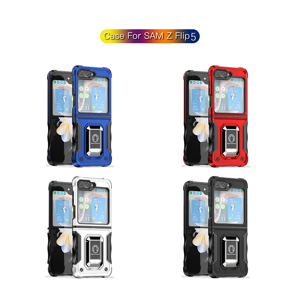 Para samsung galaxy z flip5 5g caso carro armadura magnética capas samsang galaxi zflip5 zflip 5 flip 5 capa anel suporte titular fundas