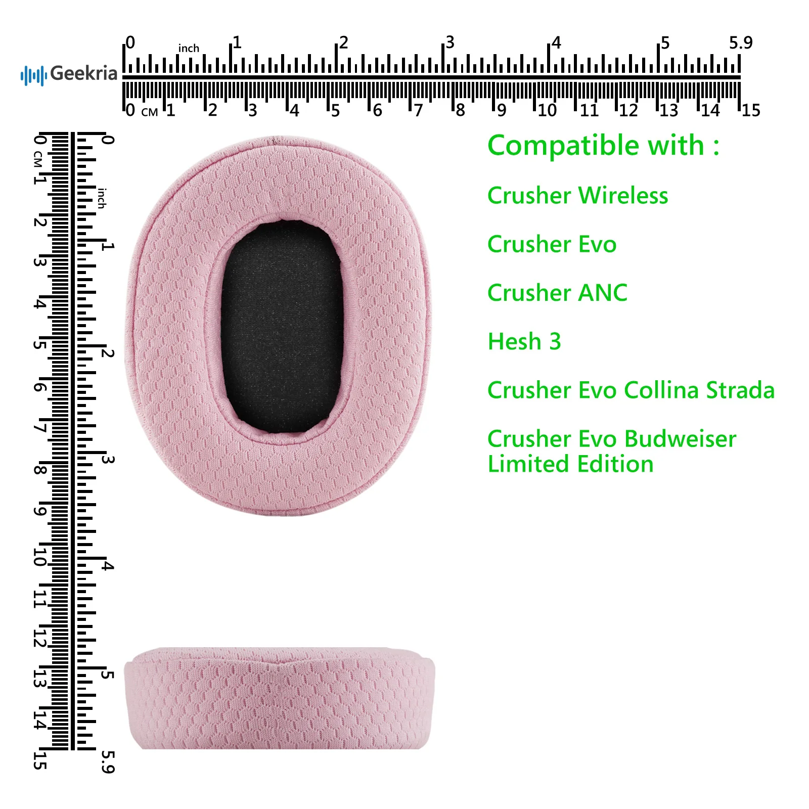 อะไหล่ตาข่ายผ้า geekria nova แผ่นรองหูสำหรับ Skullcandy Crusher ไร้สาย Crusher EVO Crusher หมอนอิงหูฟัง ANC