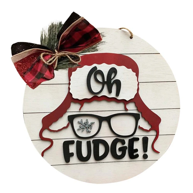 

Round Vintage Wooden Sign Door Hanger, Story Door Hanger Wreath - Ralphie Hat Doorhanger - Story Wreath Durable Easy Install