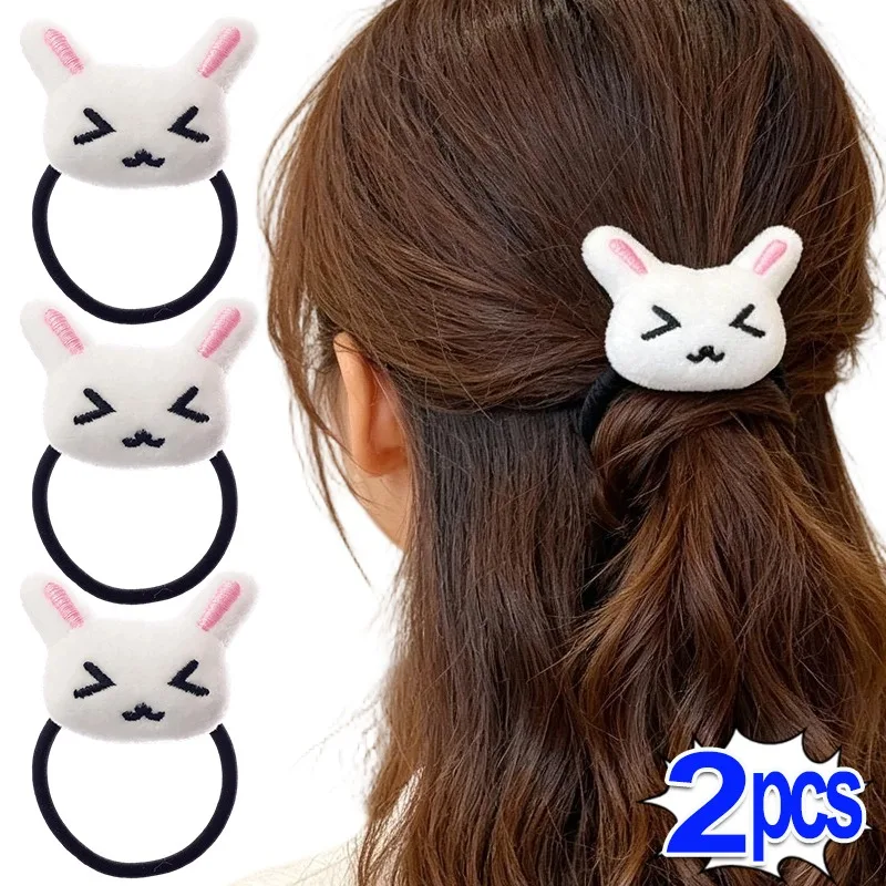 Niedliches Kawaii Hasen-Haarband Plüsch-Häschen Elastisches Haargummi Zwinkerndes Tier-Scrunchie für Mädchen Pferdeschwanzhalter Frisur-Accessoire
