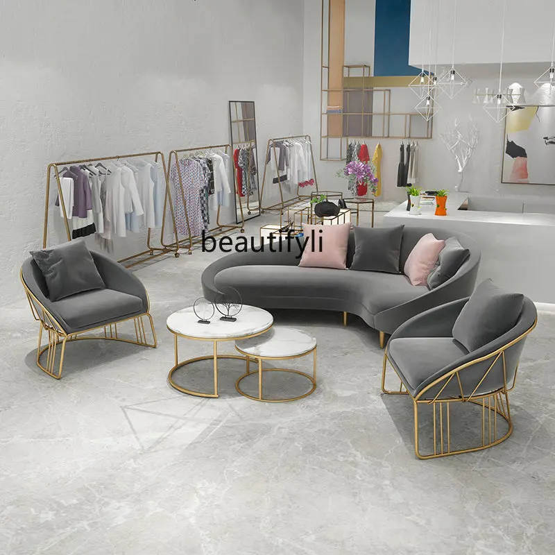 yj Nordic Office Sofa Simple Modern Beauty Salon Sofa Clothing Store Small Sofa