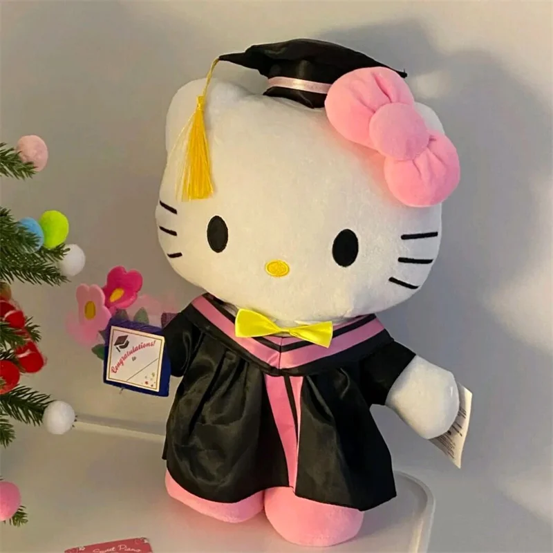 Graduate Season New Sanrio 35cm Kawaii My Melody Kuromi Cinnamoroll Hellokitty Soft Plush Souvenir Doll Graduation Wishes Gift