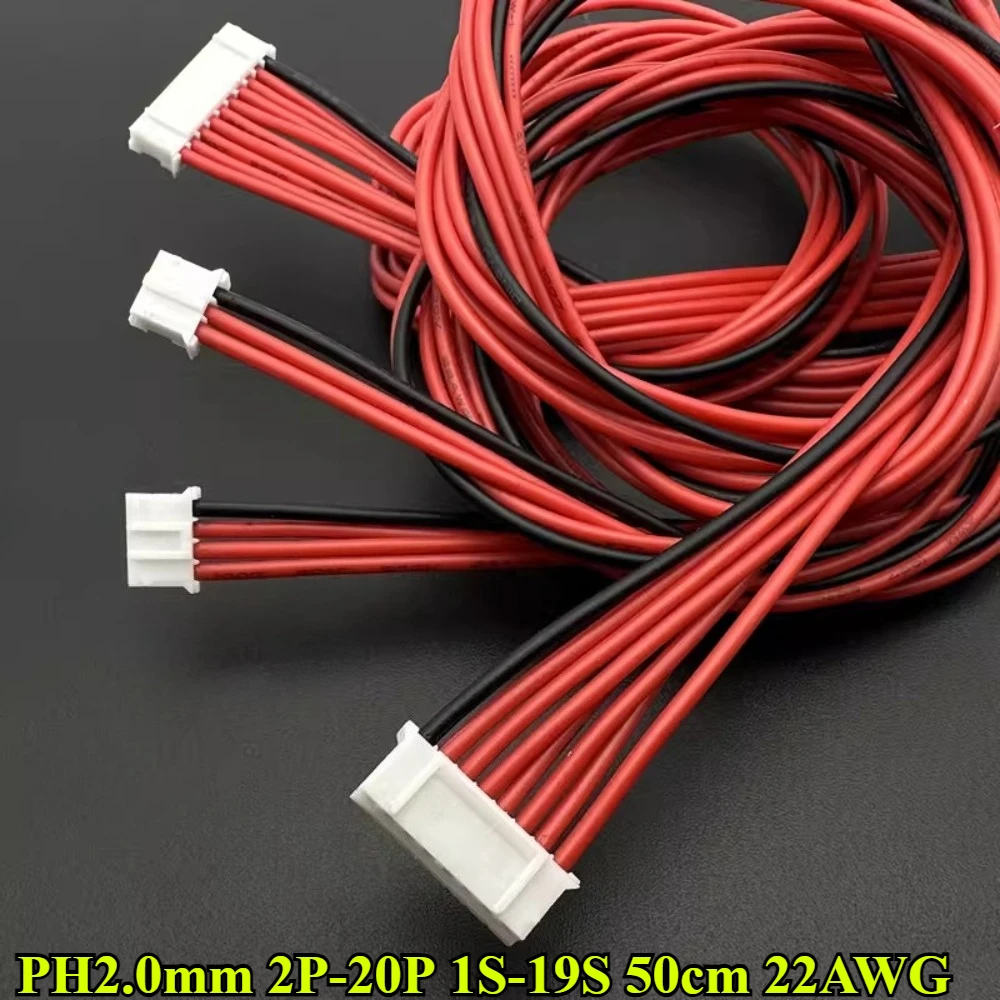 2P-20P BMS PH2.0mm Balance Cable Lithium Battery Protection Board Connection Wire 22AWG 50cm 1S~19S 2P/3P/4P/5P/6P/7P/8P/9P-20P