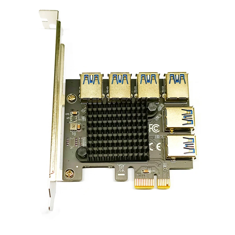 Adaptor Pengganda PCI Express PCIE 1 Hingga 6 USB 3.0 Perpanjangan PCI-E 1 Hingga 6 Kartu Riser PCIE 1X Hingga 16X Slot untuk Penambangan Bitcoin Penambang