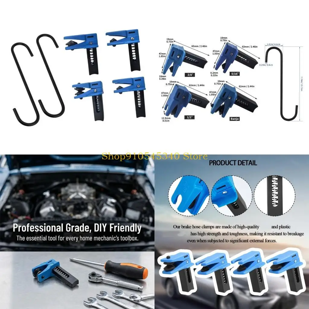 U2JA Brake Hose Control Clamp Set Brake Line Service for Garage Inspection & Service
