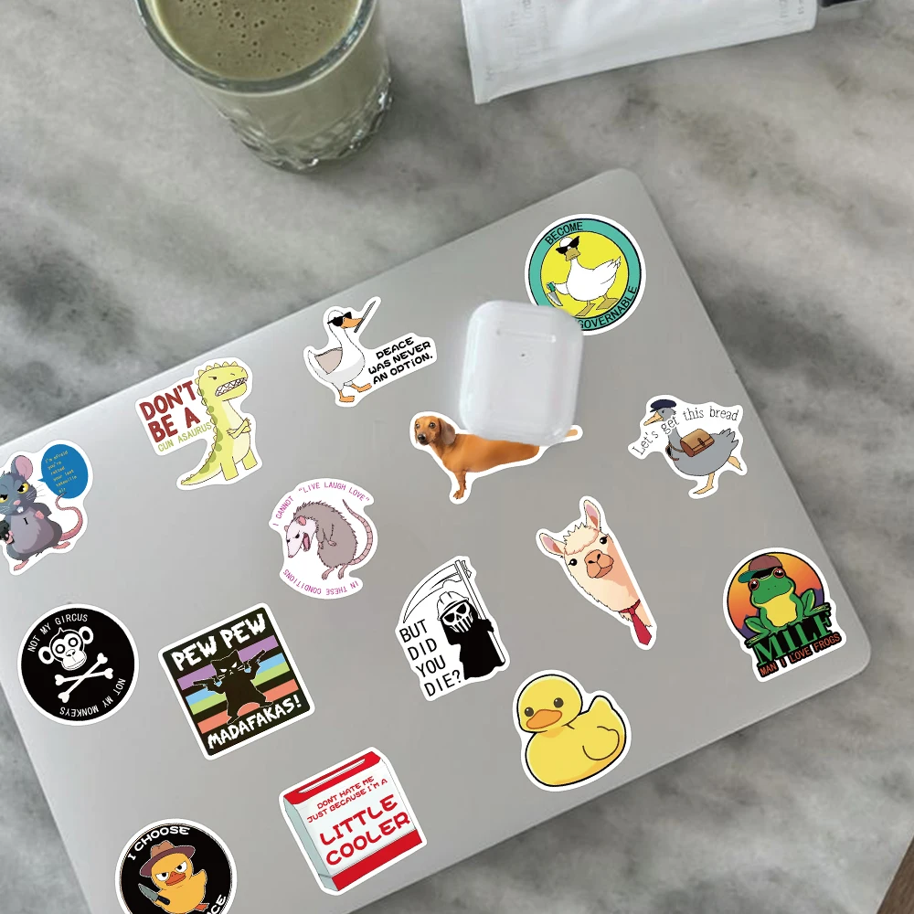 50 قطعة ملصقات مضحكة للبالغين ميمي ملصقات الزخرفية الأمتعة دفتر دراجة نارية التزلج يسوع الكتابة على الجدران Snarky الشارات #6