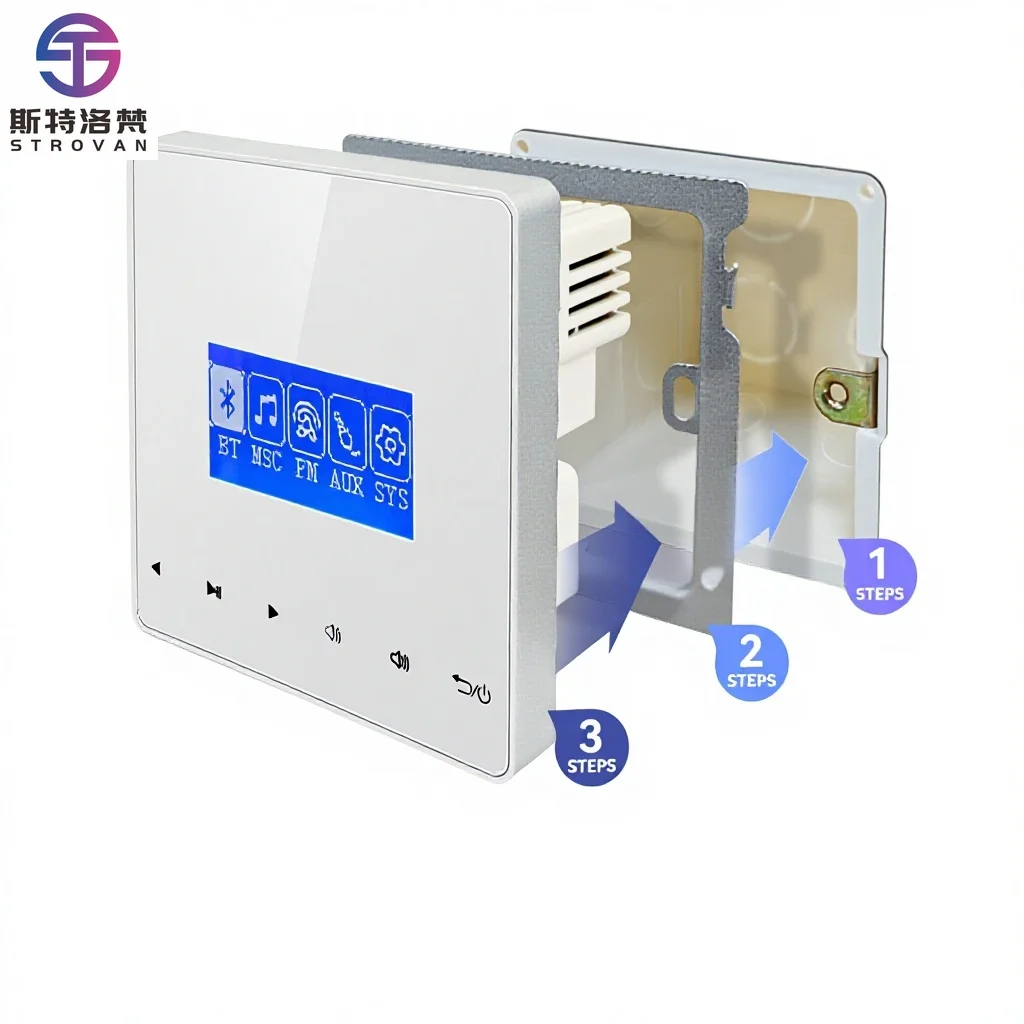 

Professional Amplifier Control Panel 4-Inch Background Music FM Radio Blue-tooth Control for Hotel & Home Use