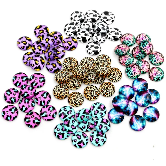 Gorąca sprzedaż 8mm 10mm 12mm mgławica Leopard ręcznie robione szklane Cabochons wzór Domed biżuteria akcesoria akcesoria