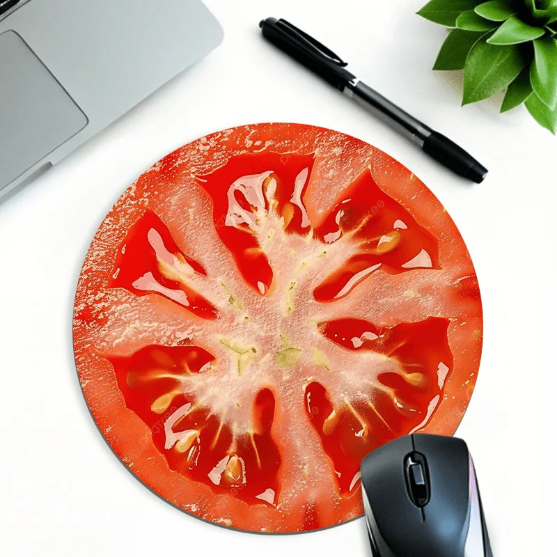 

New Simulated tomato Circle small mouse pad desk pad rubber anti-slip edge locking laptop office mat pc accessories gaming mats