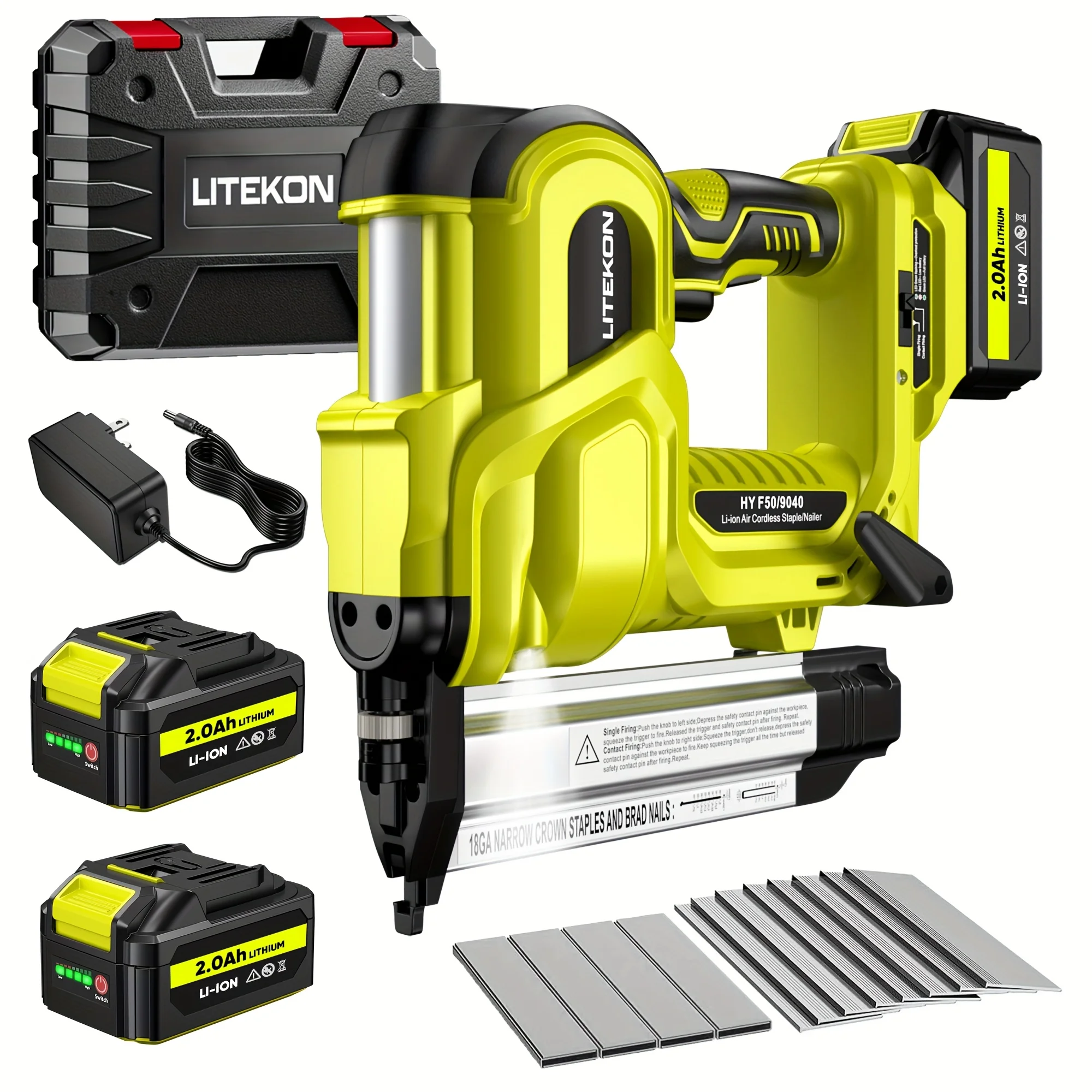 

18 Gauge Cordless Brad Nailer, Nail Gun Battery Powered with 2 X 4.0Ah Battery And Charger, 2-In-1 Cordless Brad Nailer/Electric Stapler, Adjustable Depth, Fast Charging for Home Improvement And Woodworking, for Chair, Table