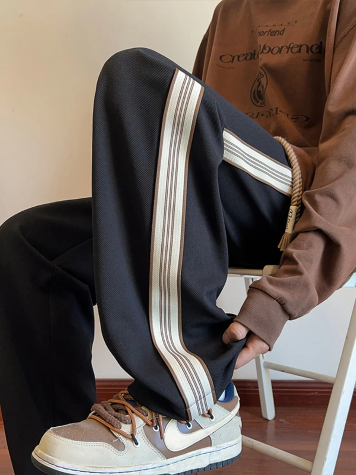 

Loose Casual American Sle Men's Sports Sweatpants Autumn 2024 New Faion Wide Leg Pants Youth ular Long Pants