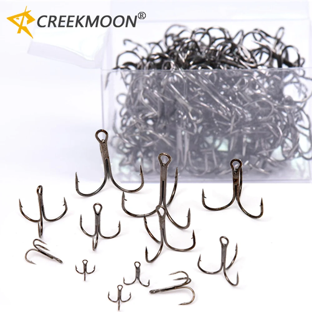 100PCS/box Carp Fishing Treble Hooks 12#-3/0# Optional High Carbon Steel Barbed Hook Set Super Sharp for Lure Accessories Tackle