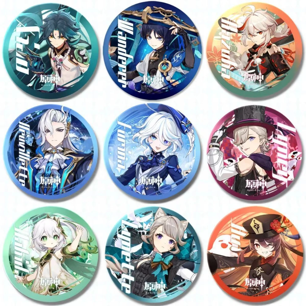 Игра Genshin Impact Hu Tao Lynette Nahida Lyney Furina Neuvillette Kaedehara Kazuha Wanderer Xiao Anime Badge Gift