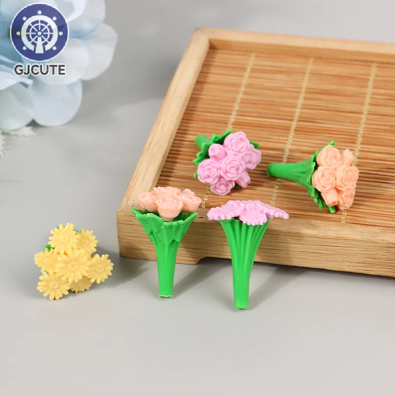 Mini Tulip Rose Bouquet Garden Scene Decorative Accessories Toys Play House Decoration Office Desktop Ornamental Props