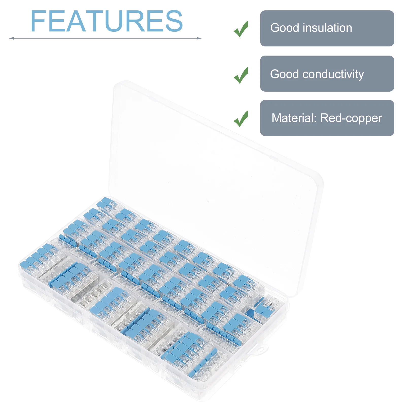 

75Pcs Lever Wire Connector Set Premium Electrical Wires Connector Assortment Kit for Lighting Fixtures Door Walkie-Talkies