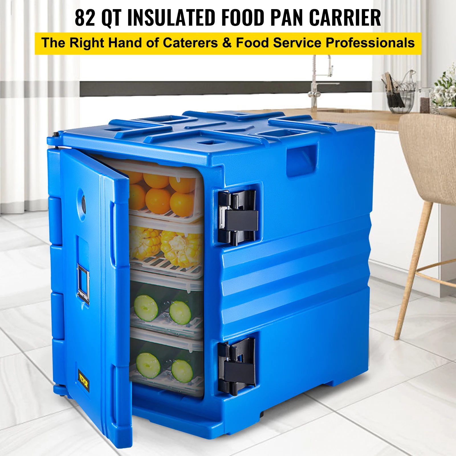 VEVOR 90L 120L Insulated Food Pan Carrier Food Delivery Container Wheeled Front Load Catering Box Outdoor Refrigerating Cabinet