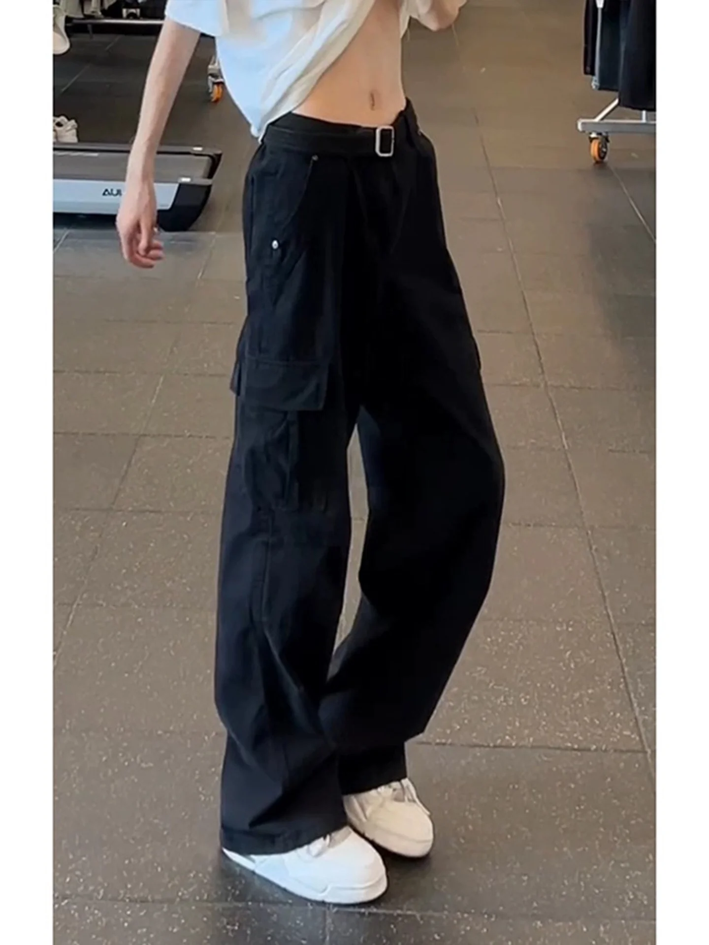 

Bla American Cleanfit Wide Leg Straight Cut Pants Men's Faion Workwear High Waist Retro Sle Polyester Fiber Trousers