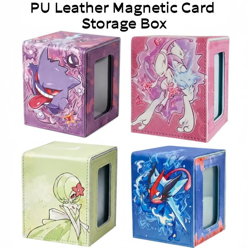 PU Leather Magnetic Deck Box Holds 100+ Single Sleeved Cards Trading Card Storage Box for Pokémon PTCG MTG Yu‑Gi‑Oh TCG Cards