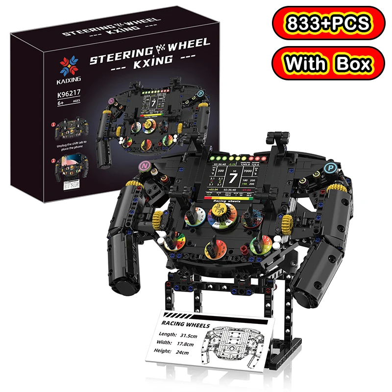 

НОВЫЕ Строительные блоки в виде руля, имитирующие гоночный руль, с держателем для мобильного телефона, детская сборная игрушка, креативный подарок на Рождество в коробке