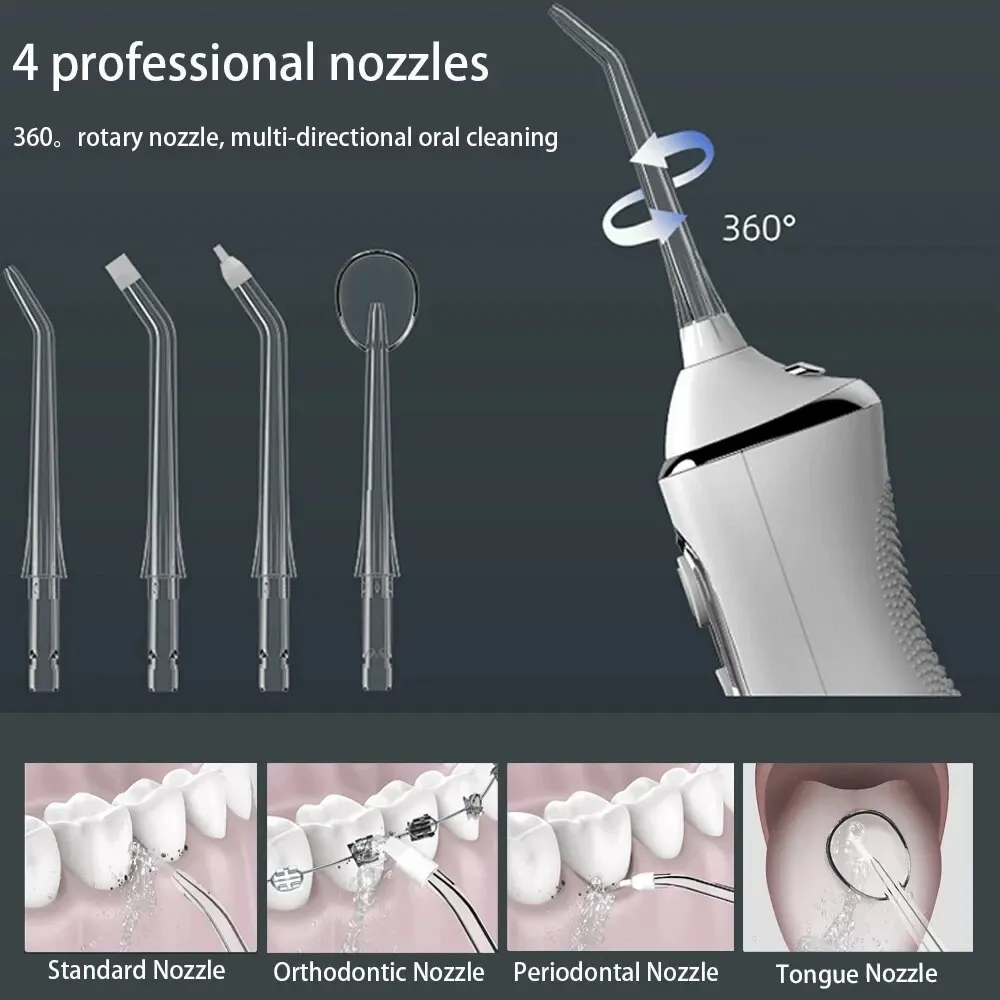 Irrigador Oral Portátil, Dental Água Flosser, 360 ° Rotated Jet, Máquina de lavar a boca, limpeza Dentes Thread, 5 Modos, Pick