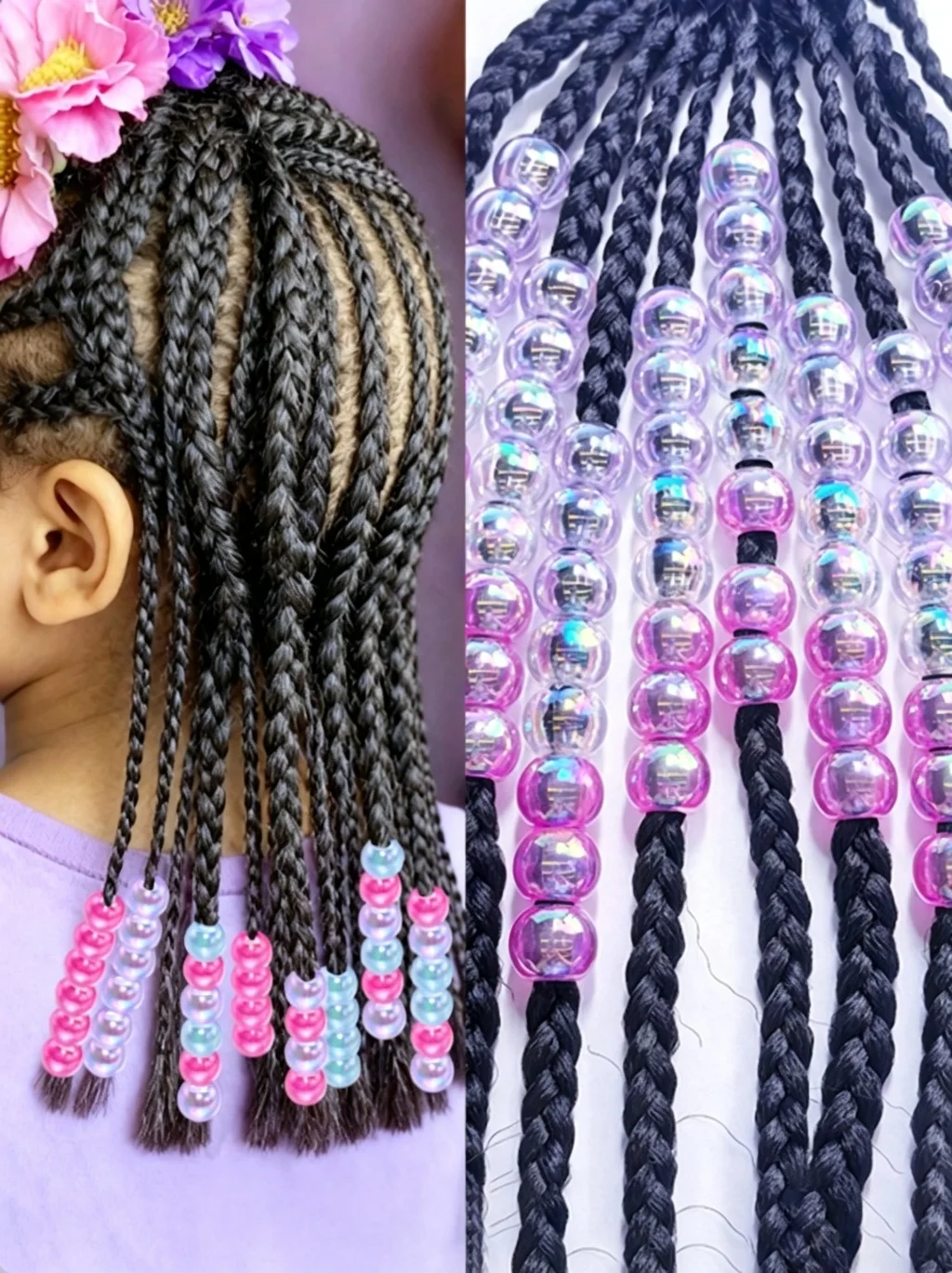 About 100 Hair Beads - Various Colors of Dirty Braided Hair Clip Beads - Durable Children's Round Bead Hair Accessories for Part