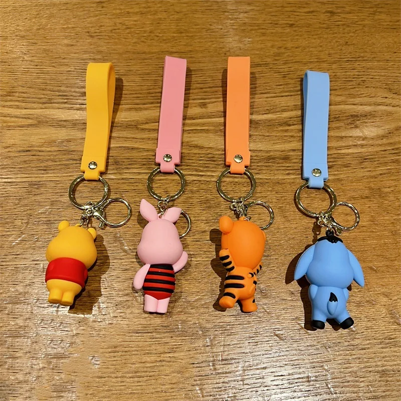 Cartoon Disney Cute Pooh Bear Piglet Eeyore Keychain Car Doll Bag Lovely Keyring Gift for Kids Friends Accessories Keys Holder