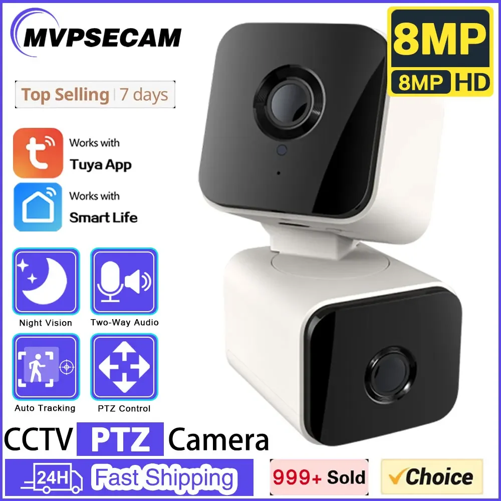 

8MP Tuya Wifi IP PTZ Camera Outdoor Security HD Camera AI Motion Detection CCTV Two-Way Audio Video Surveillance Auto Tracking