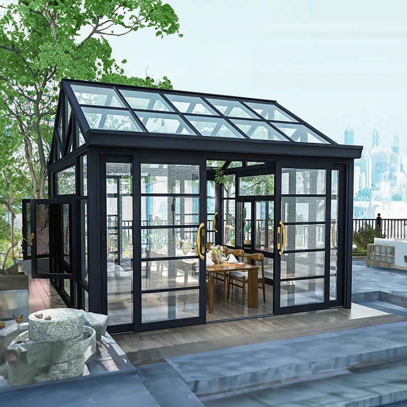 High Quality Curved Aluminum Outdoor Structure with Glass Roof Insulating Glass Molding Polygon Roof Design for Patio Yard Garde