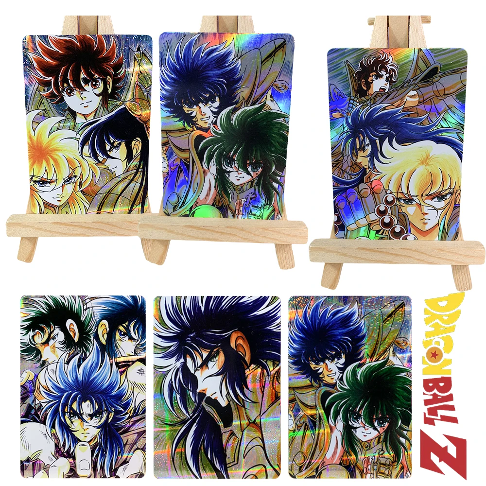 

Saint Seiya DIY 8PCS/SET Hyoga Shiryu Minos Colorful glitter gauze glitter texture refraction collection card holiday gifts