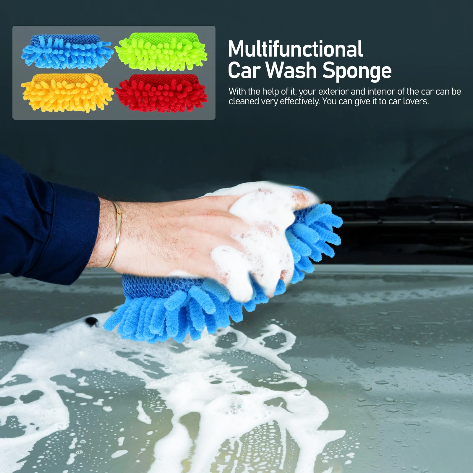 

4Pcs Cleaning Sponge Blocks Auto Cleaning Sponge Set Even Wax Distribution Pad for Smooth Car Wash and Home Office Surface Care