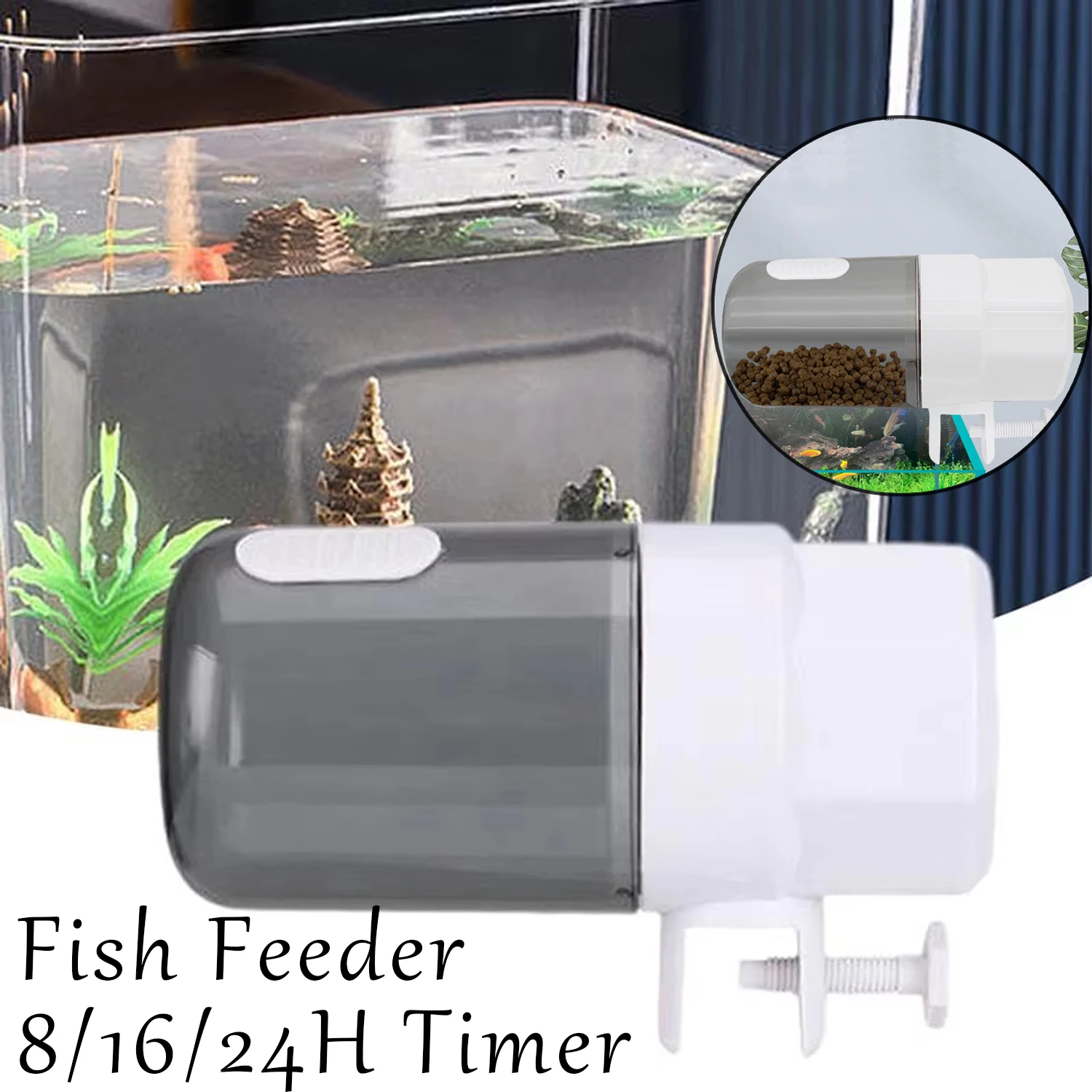 Fish Tank Automatic Fish Feeder Essential Aquarium Dispenser for Outdoor Use Controllable Food Quantity 8/16/24H Smart Timer