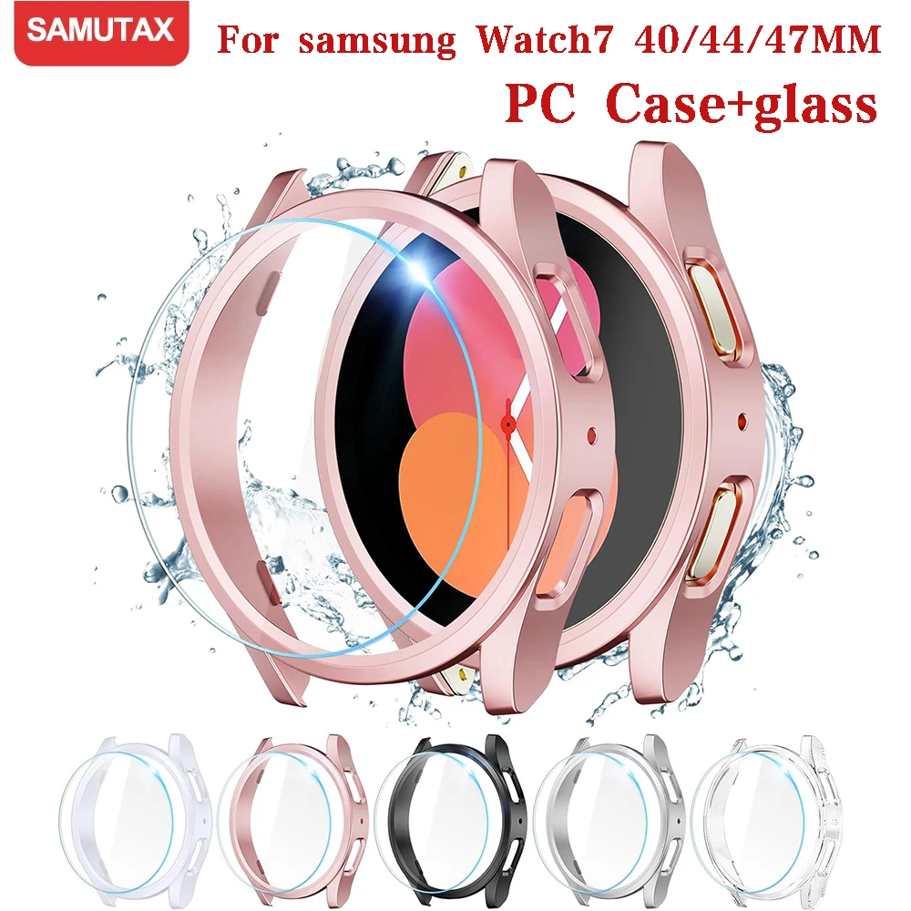 Glas gehäuse für Samsung Galaxy Uhr 7/fe 40mm 44mm wasserdicht PC Hard Bumper Galaxy Uhr 7 Ultra 47mm Abdeckung Displays chutz folie