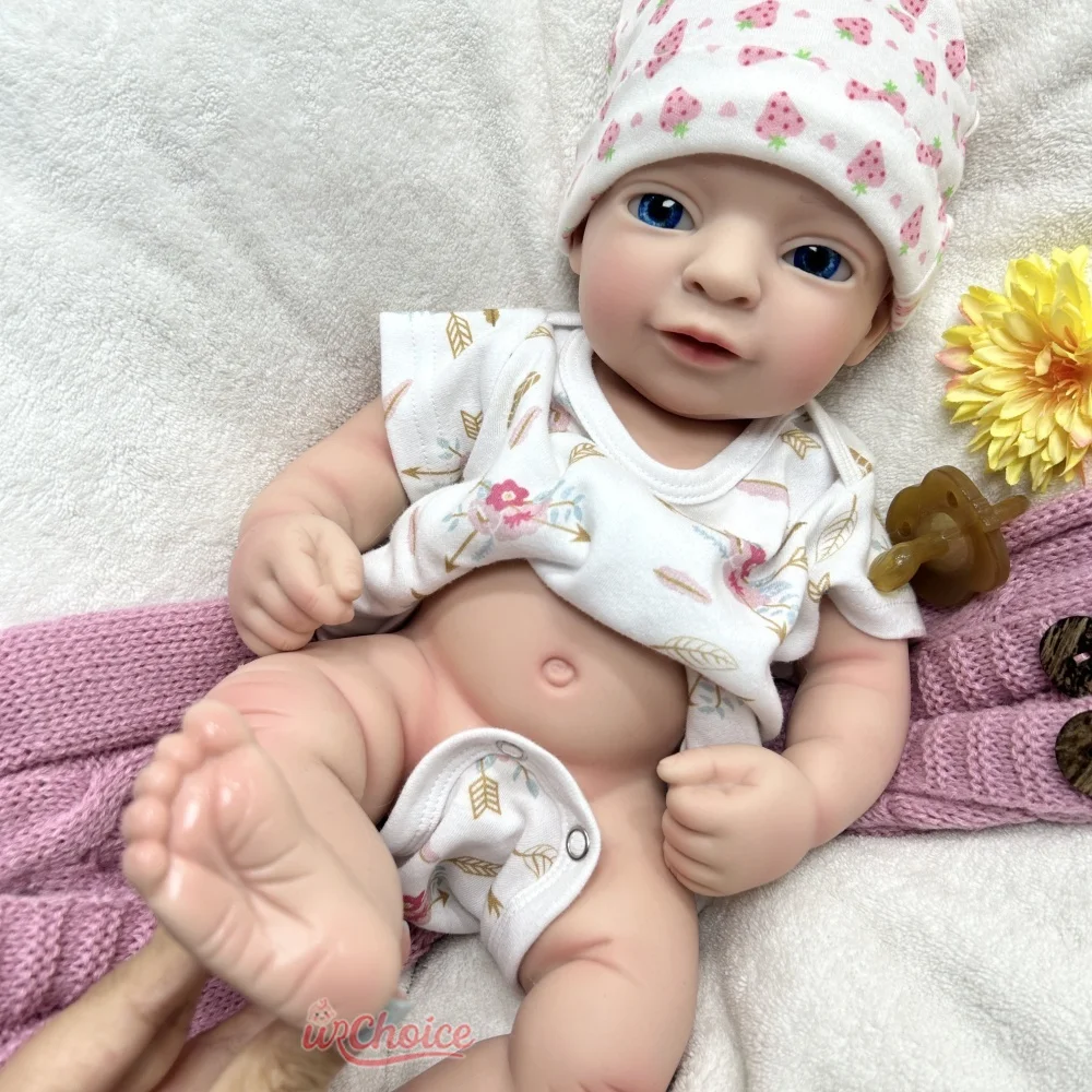 44cmの乳母訓練用シリコン製リボーンドール、青い目を持つリアルな洗える人形、柔軟な手足、プロの介護者向け