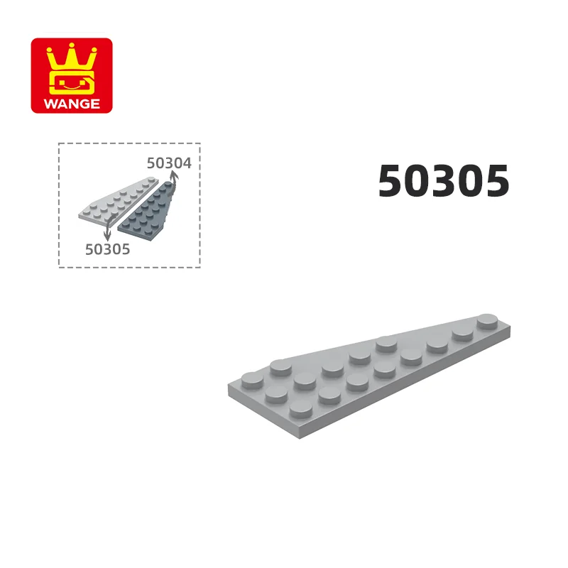 Wange 40 unids/lote 50305 8x3 placa de cuña izquierda bloques de construcción Moc accesorios clásicos compatibles con ladrillos juguetes caja de regalo para niños