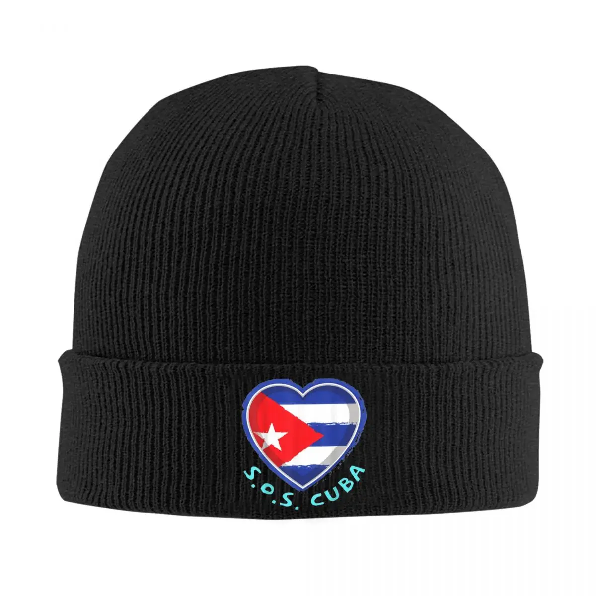 SOS Cuba Politics Protest Beanie Hats Skullies Beanies Hippie Elastic Men Women Caps Spring Graphic Funny Bonnet Hats Gift