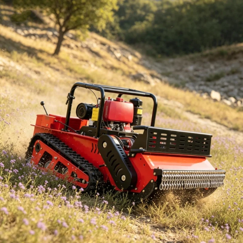 High Slope Adaptable Track Mower Stable Running Performance Customized Blade Specification Diesel Grass Cutting Machine