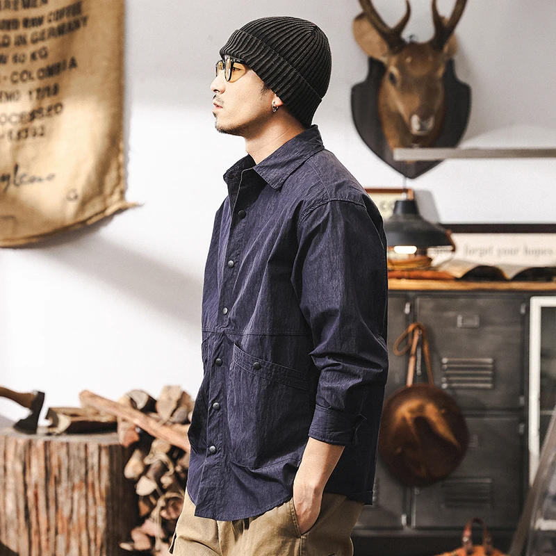 

Весенне-осенняя новая модная и повседневная мужская рабочая рубашка, тонкое пальто, модная брендовая свободная и повседневная рубашка с длинными рукавами