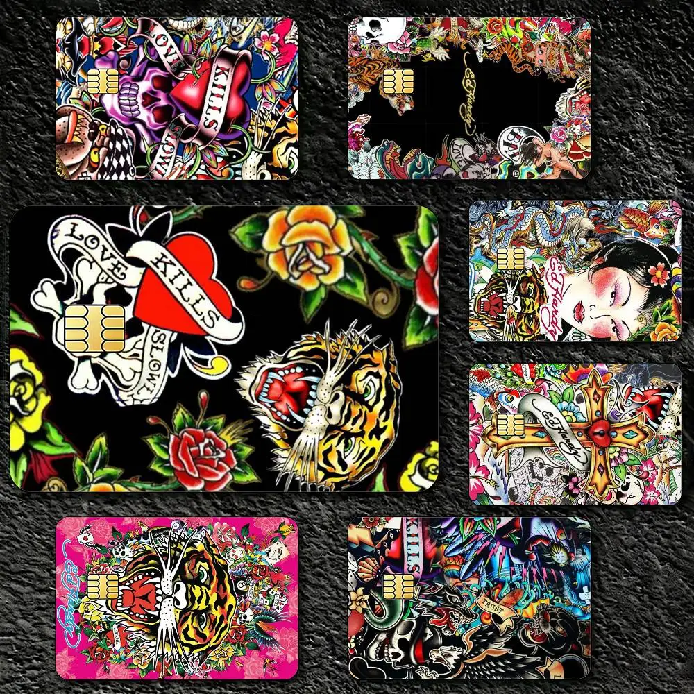 

E-Ed Hardy Brands Decorative Waterproof Film Skin Cover Credit Card Stickers Debit Front Bank Bus Pass