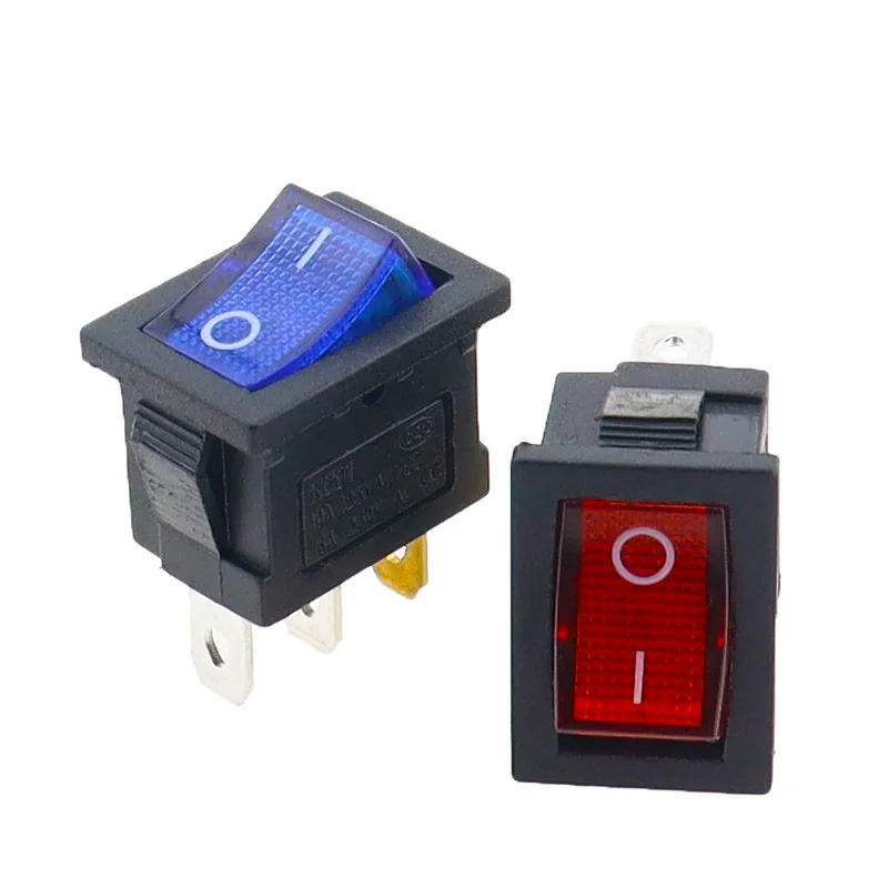 KCD1 Boat Car Rocker Switch 6A/10A 250V/125V AC ON-OFF on-off-on 250VAC 6A 125VAC 10A With Led Light 220V