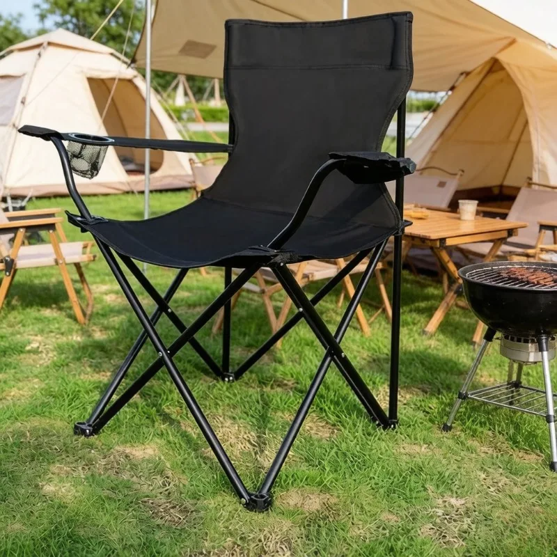 

Portable Foldable Camping Lounge Chair, Heavy-Duty Outdoor Armchair for Fishing & Beach