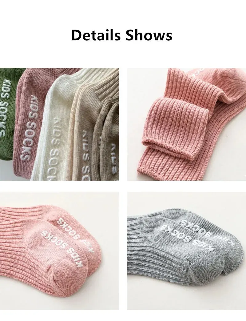 3 Paare/los Baby Socken Jungen Mädchen Baumwolle Streifen Weiche Socke Kinder Kleinkind Rutschfeste Gummigriffe Bodensocken Für 0-3 Jahre – Detail 8