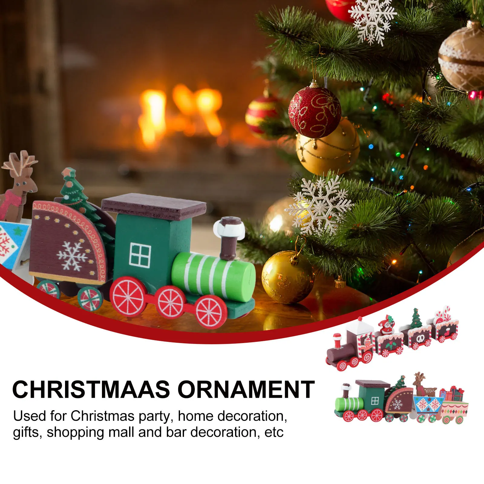 قطعتان من حلي سطح المكتب الصغيرة لعيد الميلاد هدايا للأطفال خشبية صغيرة لديكور العطلات، قطار خشبي للأطفال، هدية قطار عيد الميلاد