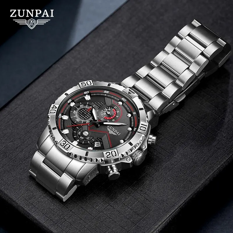 ZUNPAI Original Watch for Men TOP Brand Waterproof Sports Stainless Steel Chronograph 2023New Fashion Luxury Wrist Watches