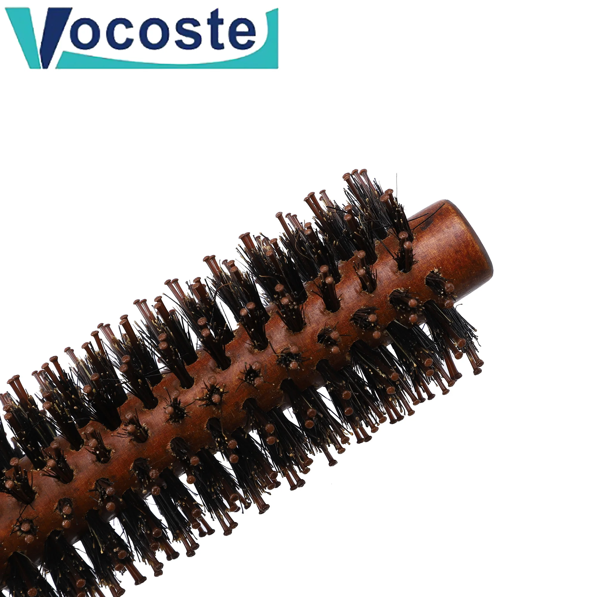 VOCOSTE Professional Hair Roller Round Combs Wood Handle Bristle Hair Comb Hairdressing Combs Round Curling Brush Styling Tools