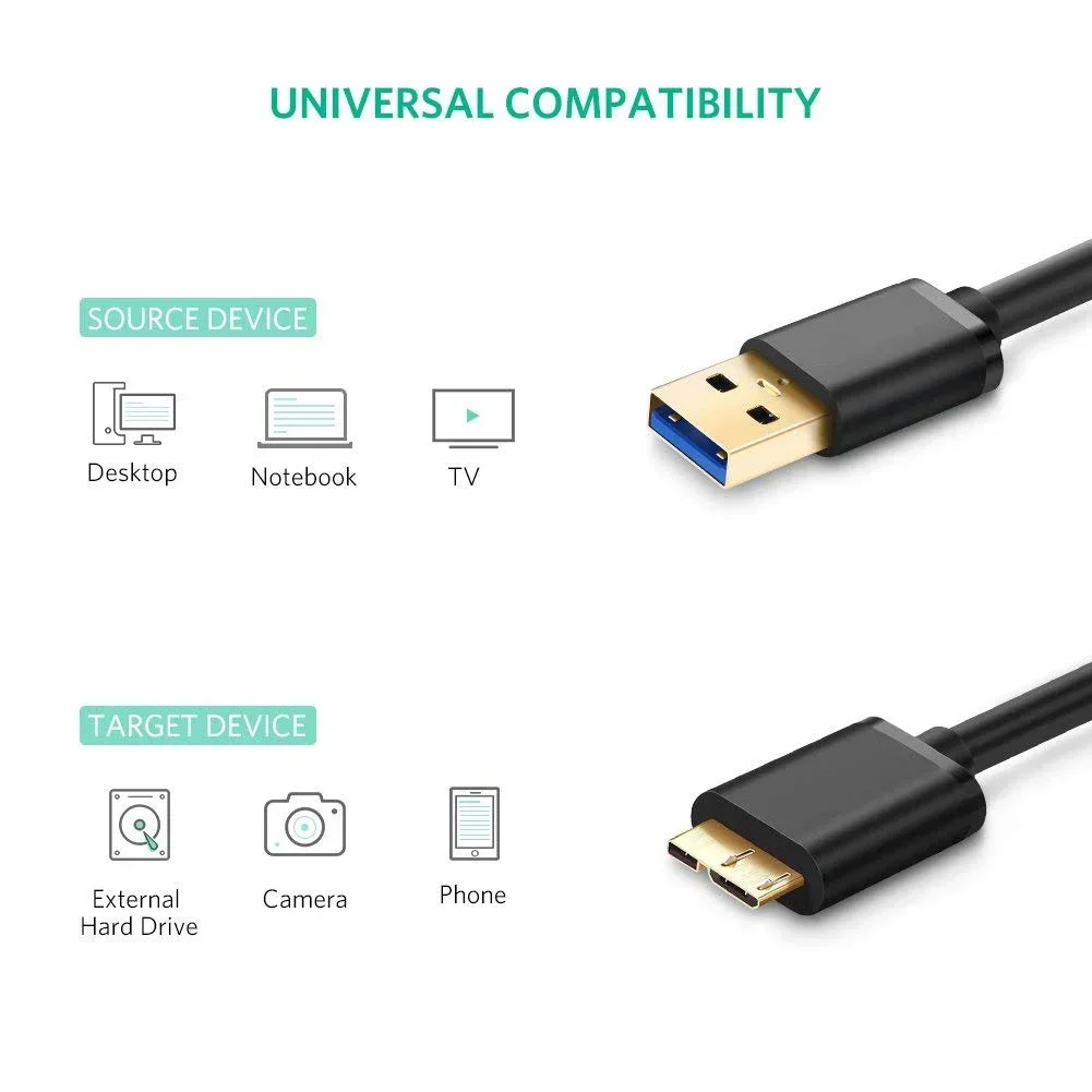 Micro B Cable USB 3.0 External Hard Drive Disk Cable HDD 5Gbp  Data Cord For Samsung Toshiba WD Seagate HDD Micro B USB Wire